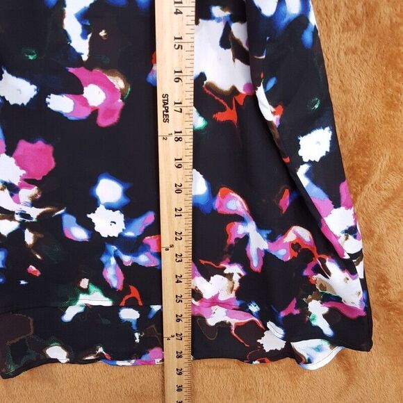 1 STATE Womens Top XL Black Pullover Floral Cold Shoulder VNeck Flowy Blouse - Picture 6 of 7